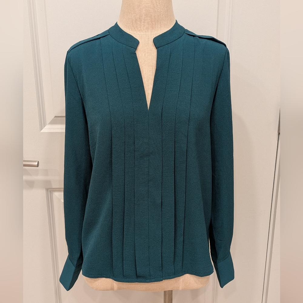Green Pleated Blouse
